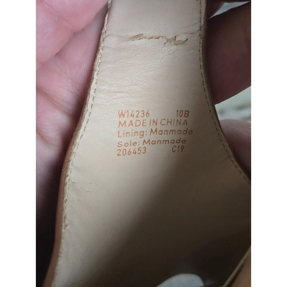 Cole Haan Tan Leather Wedge Sandals‎ Peep Toe T-Strap W14236 Womens 10B